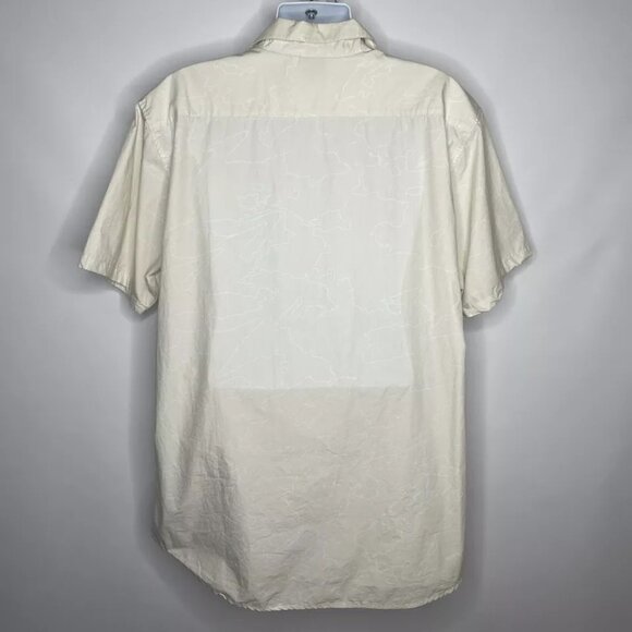 100 Thieves Ivory Cream White Abstract Printed Button Up Shirt - Picture 5 of 8